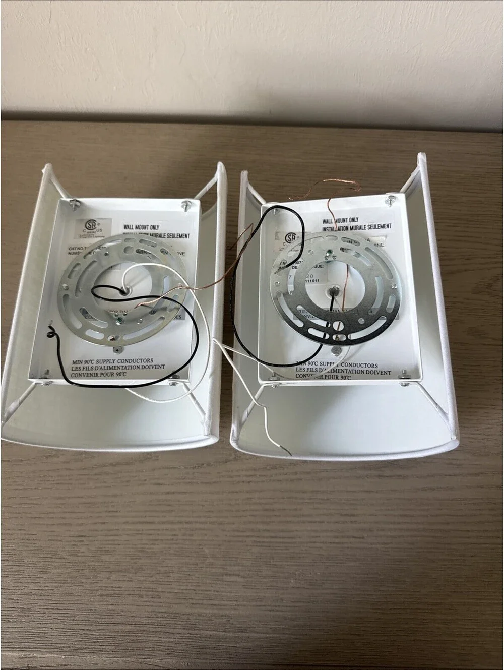 Pair Of Wall Sconce Lighting White Fabric Decor, Industrial Vintage NEW